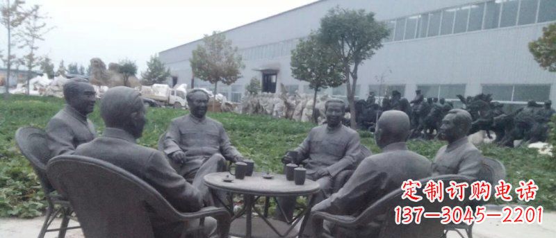 山西广场伟人喝茶人物铜雕