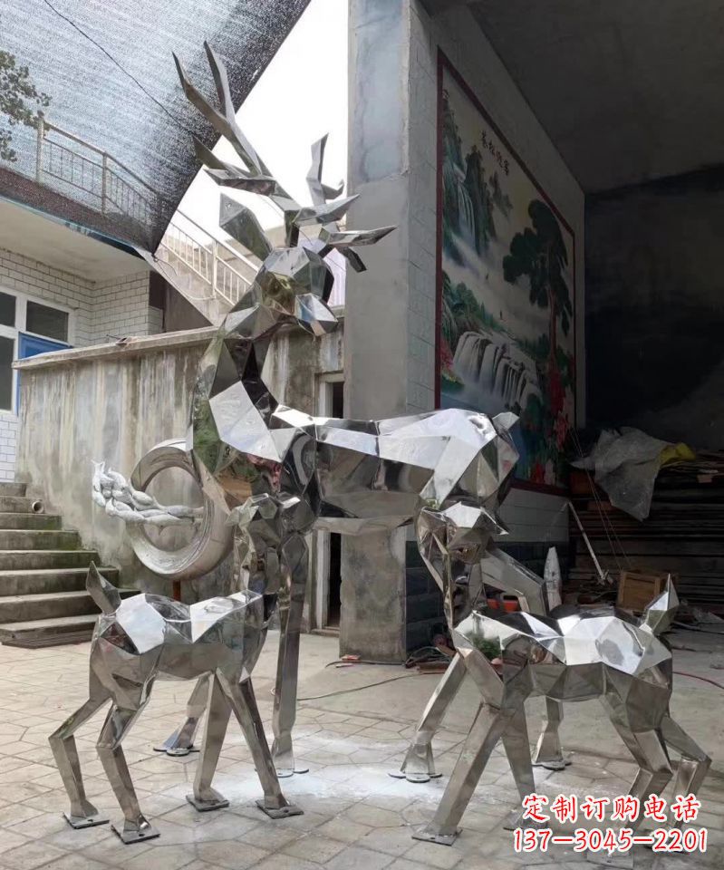 山西精致鹿形不锈钢雕塑