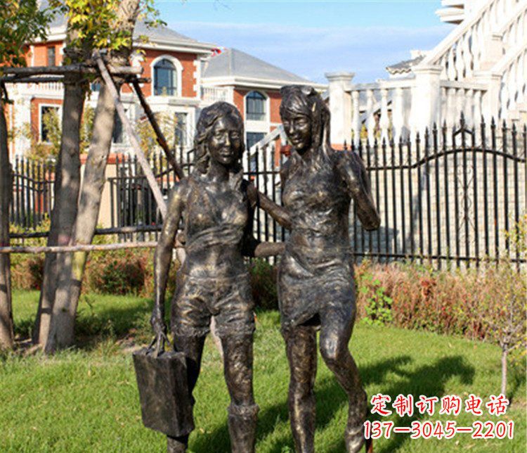 山西精致温润的女孩铜雕