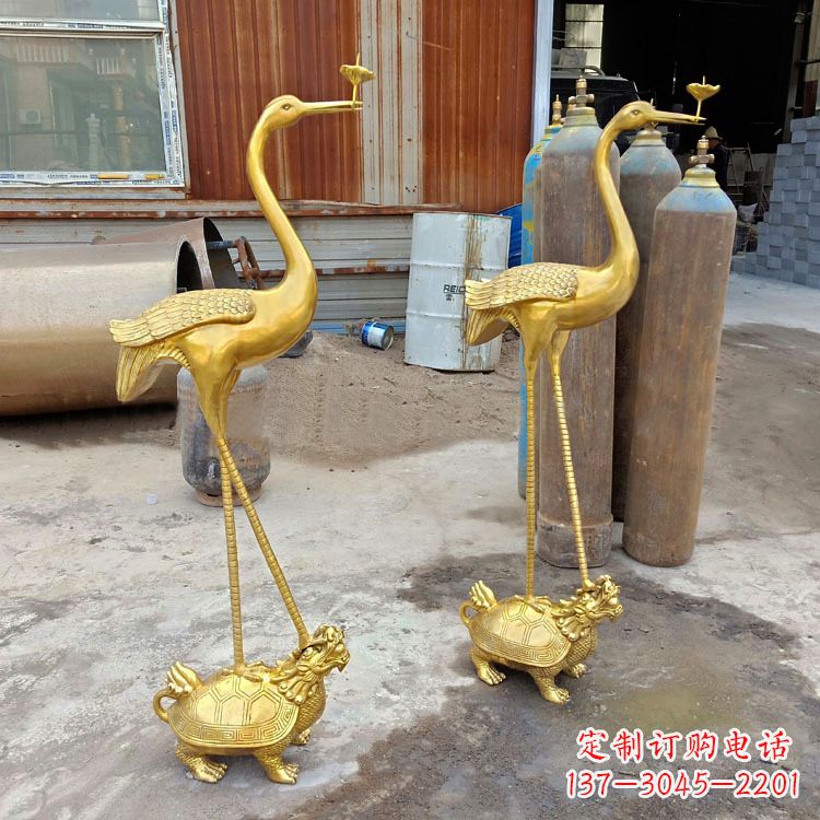 山西龟鹤延年仙鹤铜雕