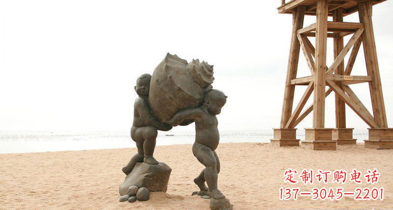 山西抬着海螺的小男孩景观雕塑