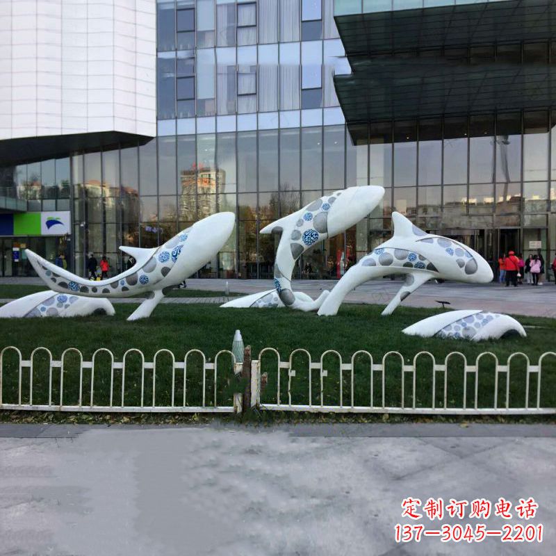 山西城市绿地观赏海豚雕塑