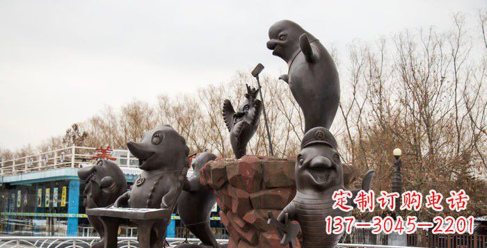 山西精美铜海豚雕塑,精细雕琢把海豚灵魂融入!