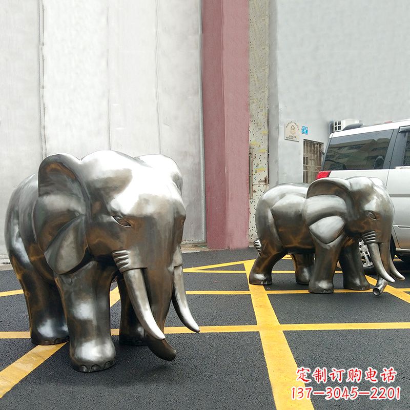 山西活力大象,不锈钢镜面雕塑