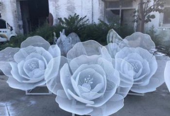 山西广场不锈钢镂空花朵雕塑