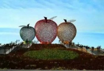 山西广场不锈钢镂空苹果雕塑