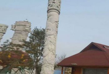 山西迎宾龙柱石雕——大理石景观雕刻精美艺术品
