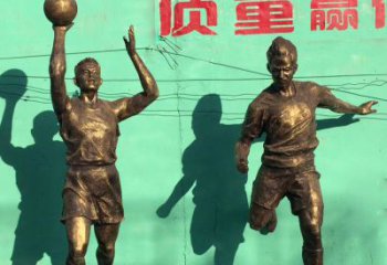 山西广场铜雕打篮球小品人物雕塑