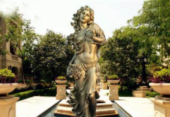山西华丽蓬勃的铜雕女神像