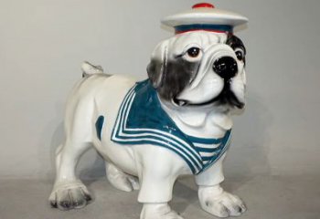 山西海军玻璃钢仿陶瓷斗牛犬狗雕塑