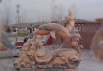 山西海豚海浪石雕，精美艺术品