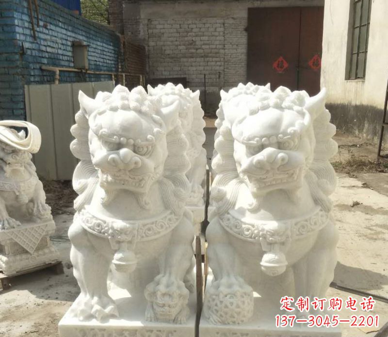 山西中领雕塑:绣球狮子石雕