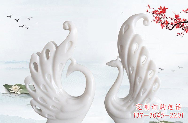 山西汉白玉孔雀艺术雕塑