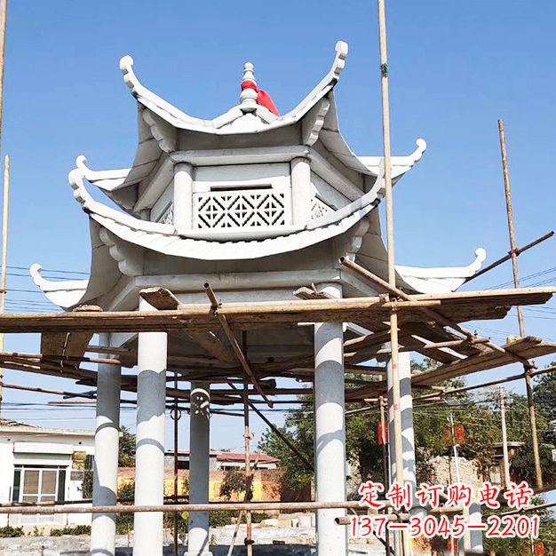 山西汉白玉大理石凉亭雕塑