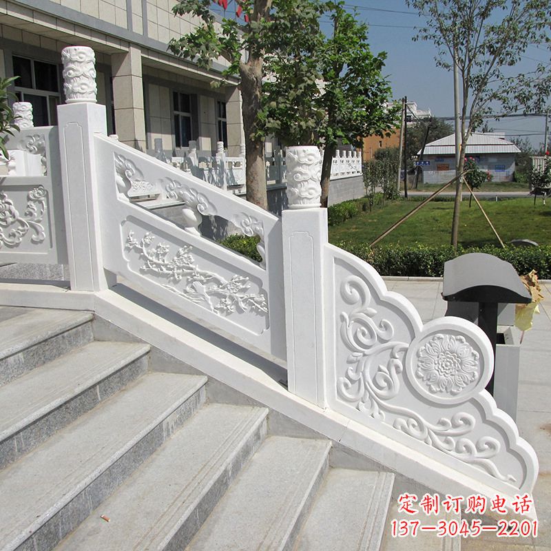 山西精美定制，汉白玉大理石栏板雕塑