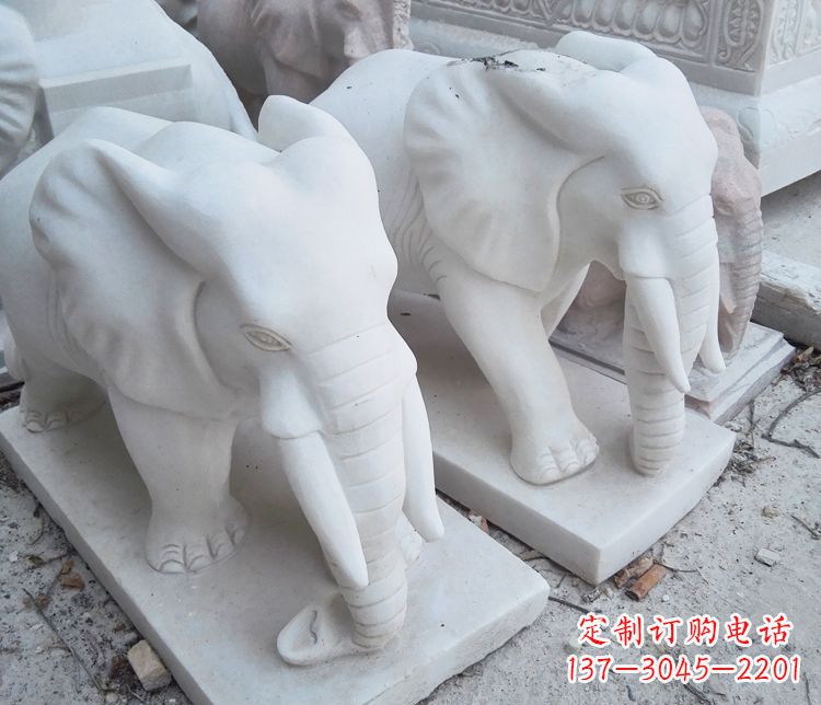 山西艺术精品-汉白玉动物大象雕塑