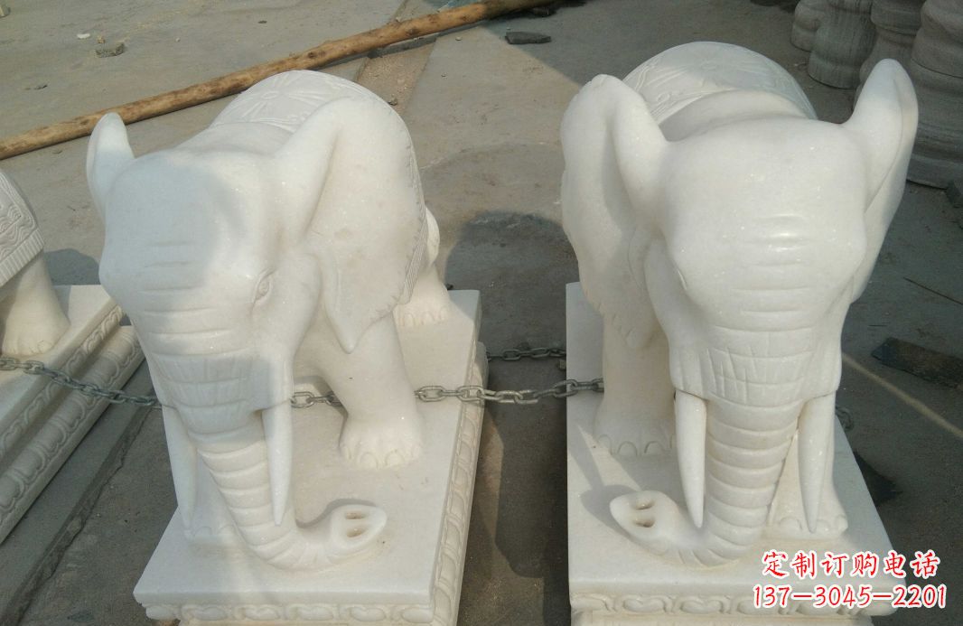 山西汉白玉大象雕塑是中领雕塑定制厂家的精品作…