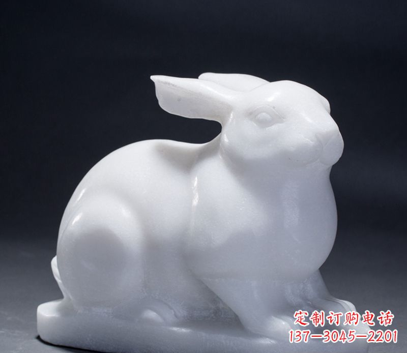 山西精致汉白玉兔子雕塑