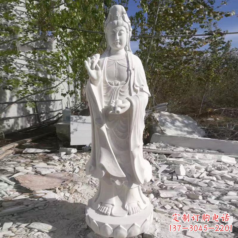 山西象征观音的汉白玉观音菩萨石雕