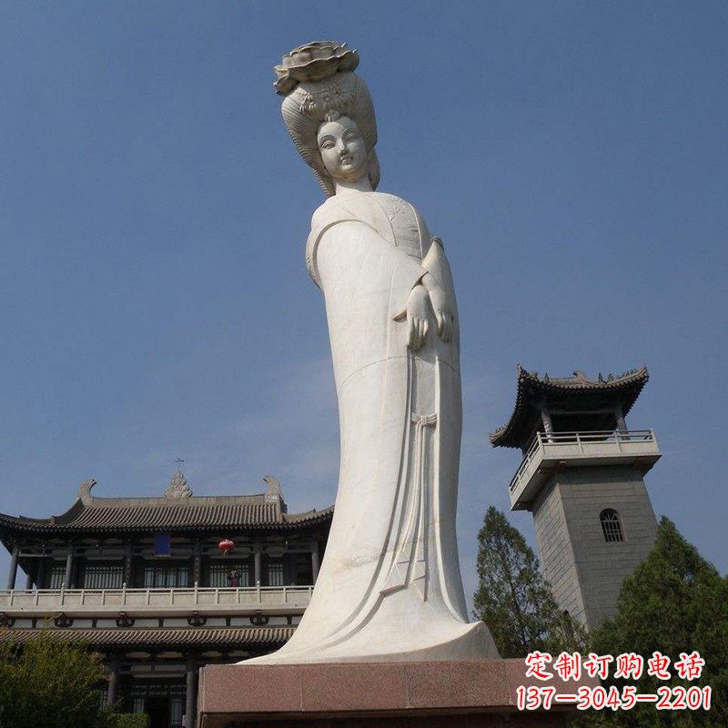 山西汉白玉贵妃石雕像-精美绝伦的杨玉环雕像