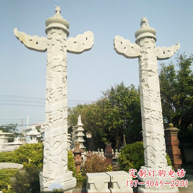 山西汉白玉华表石雕塑