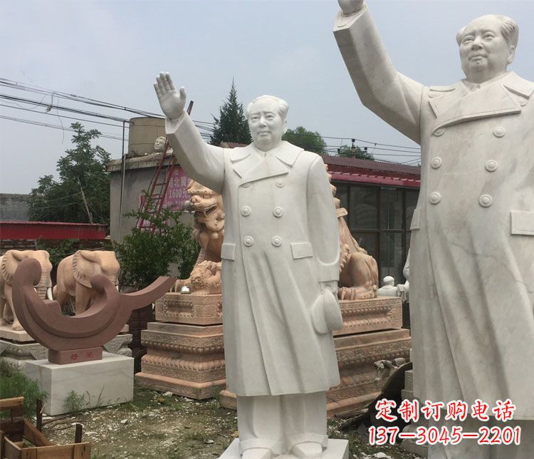 山西汉白玉挥手的毛主席广场伟人石雕 (2)