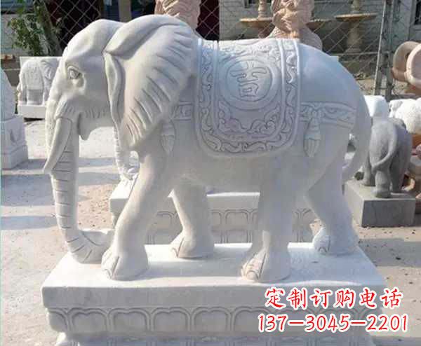 山西汉白玉吉祥如意招财镇宅大象石雕_1
