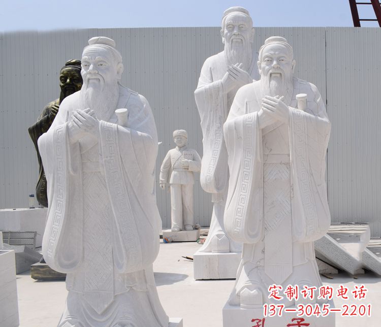 山西汉白玉孔子校园古代名人石雕 (2)