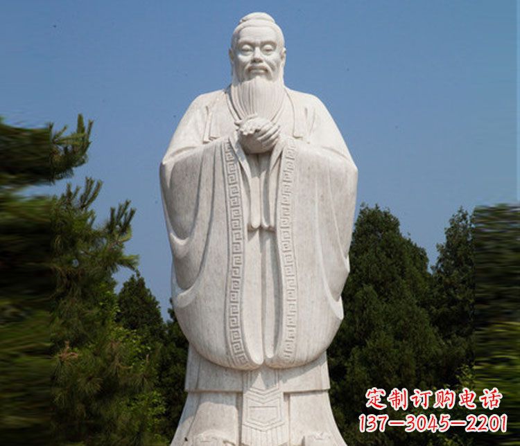 山西领雕塑:汉白玉孔子雕塑