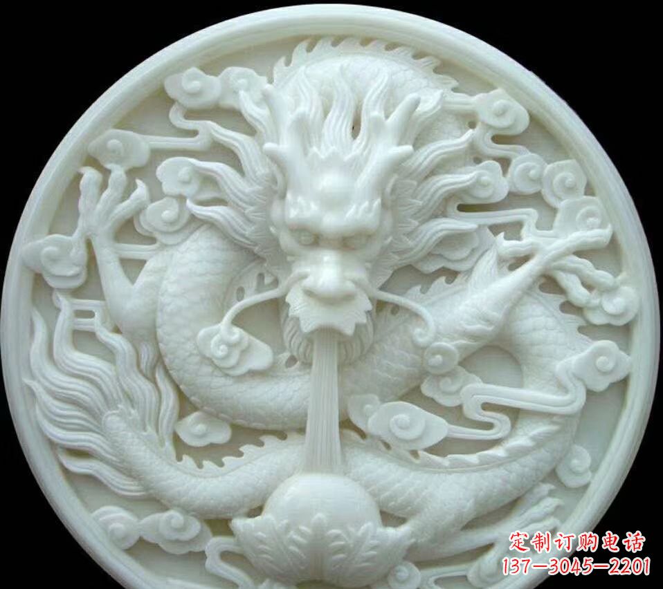 山西汉白玉雕刻龙头摆件,悠然吟诗引领风尚