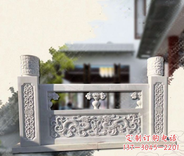 山西汉白玉龙石浮雕栏板