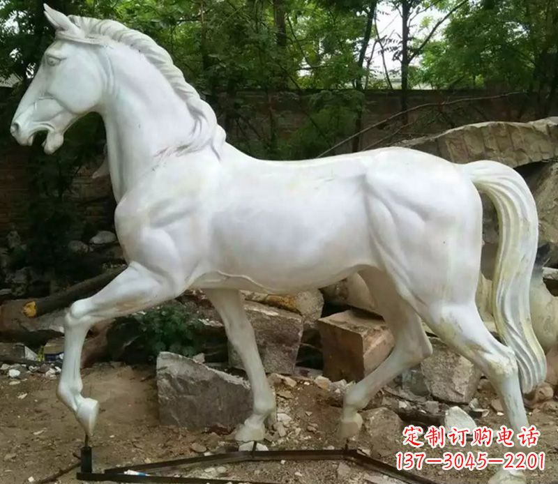 山西汉白玉马动物石雕