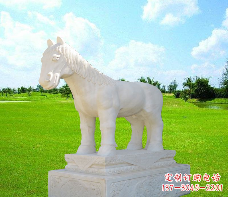 山西汉白玉马石精美动物雕塑