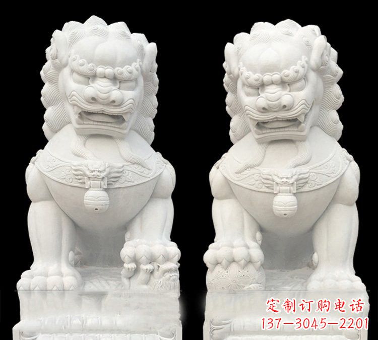 山西玉质狮子门口雕塑是由中领雕塑定制制作的,…