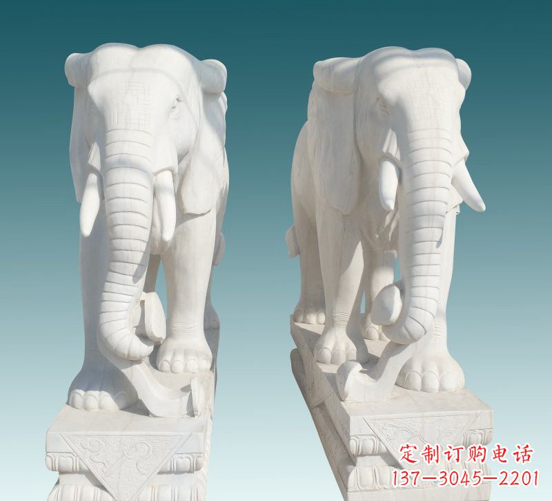山西昂贵的汉白玉大象雕塑,招财又招福