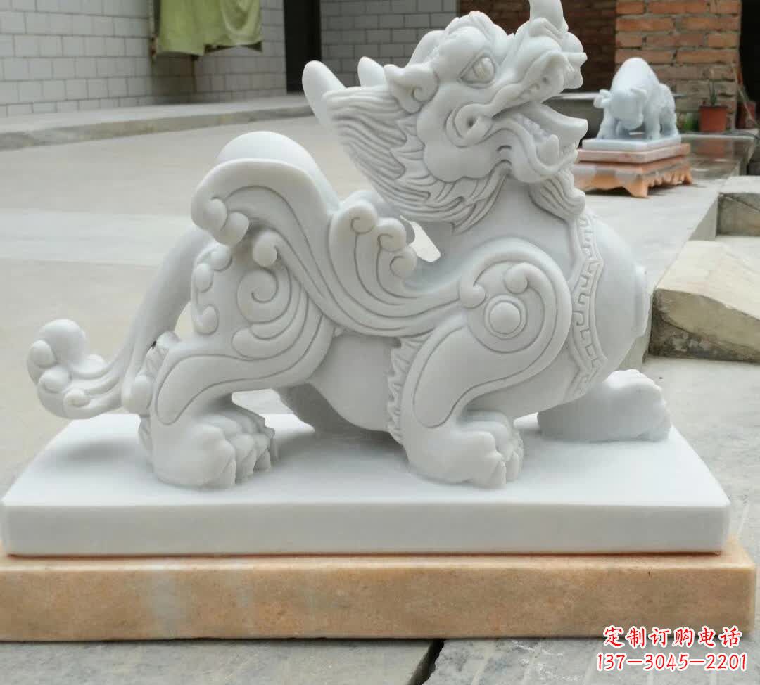 山西精美汉白玉貔貅雕塑