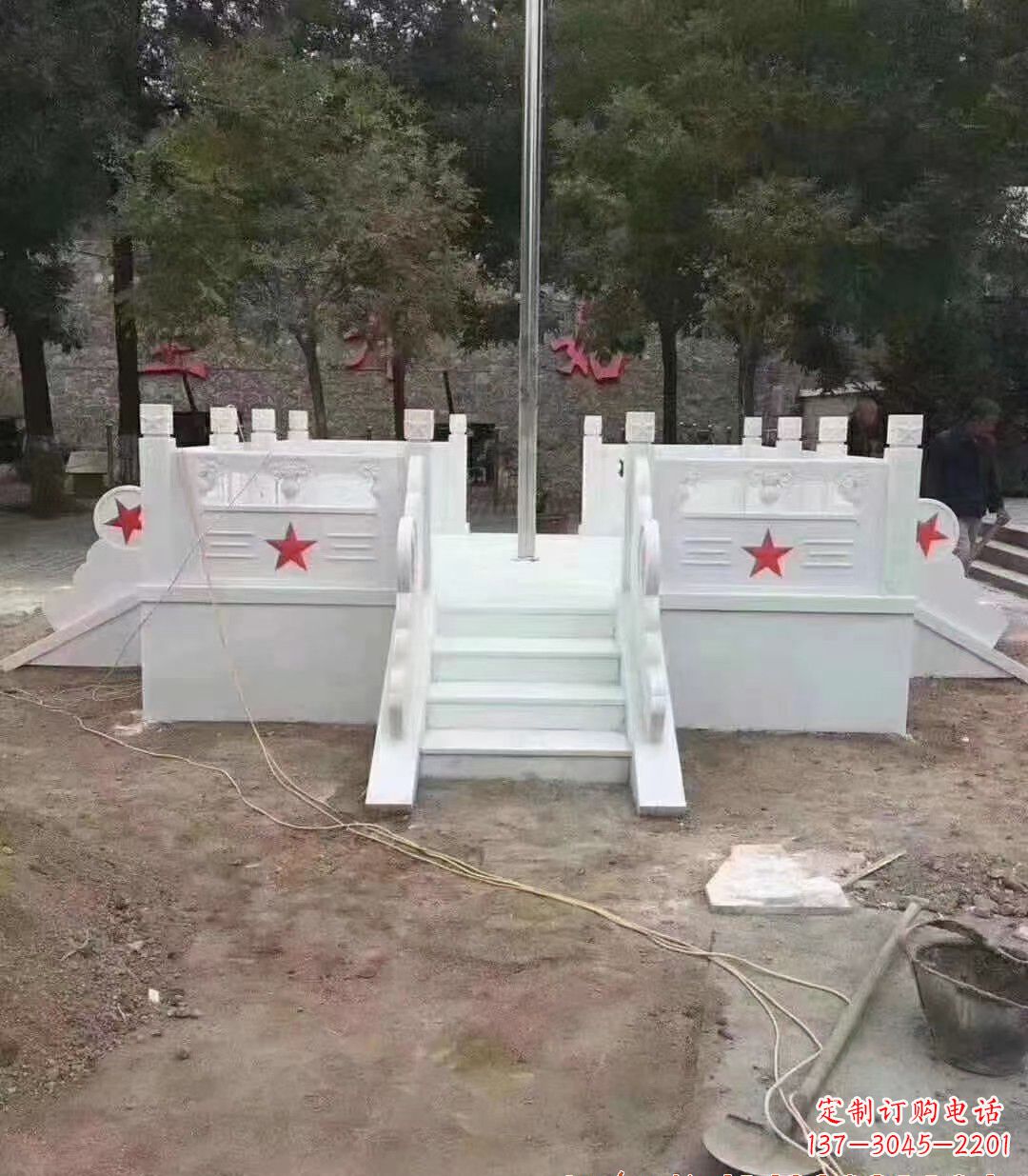 山西高贵典雅的汉白玉升旗台石雕