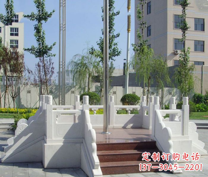 山西汉白玉升旗台校园石雕 (2)