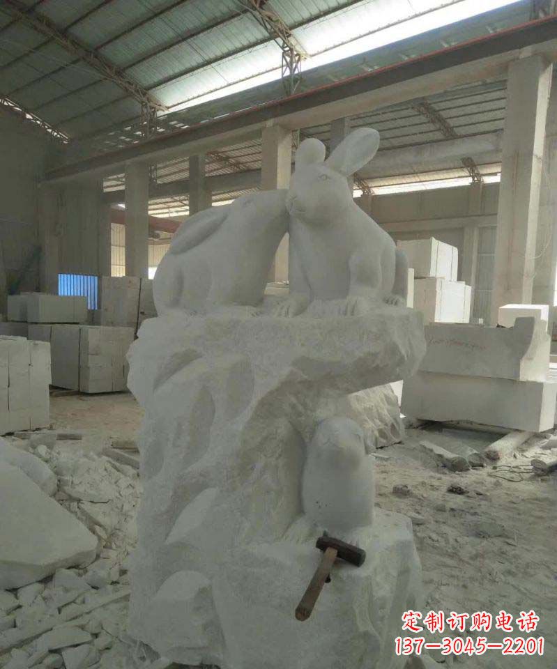 山西精美的中国古典生肖兔雕塑