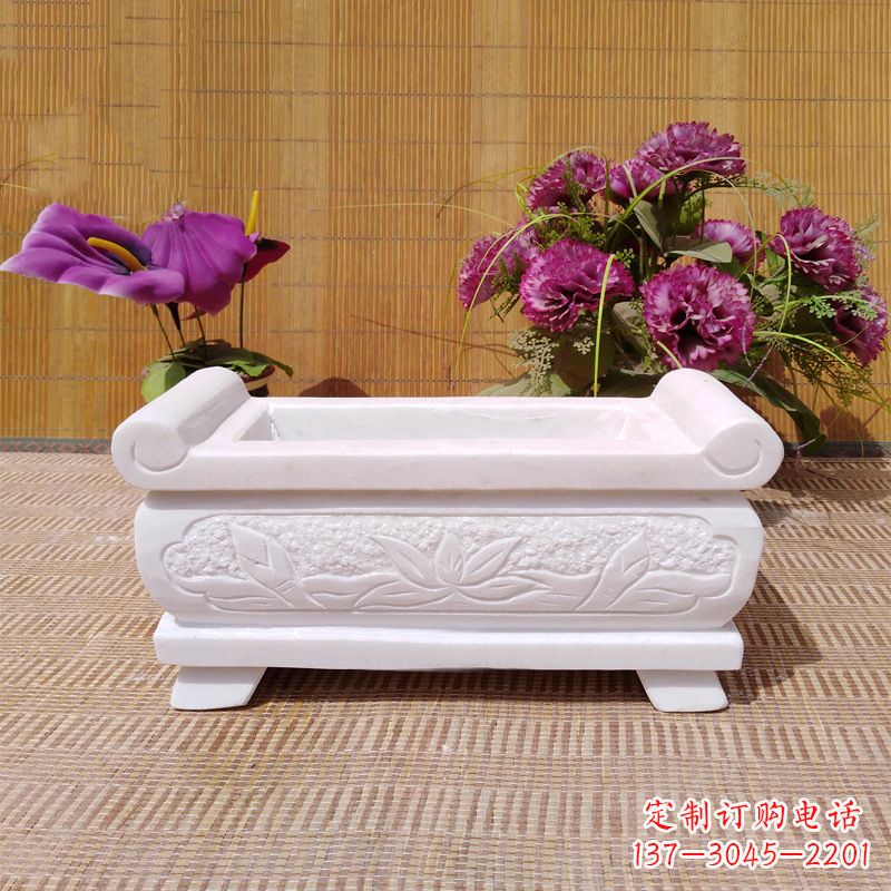 山西汉白玉石雕香炉