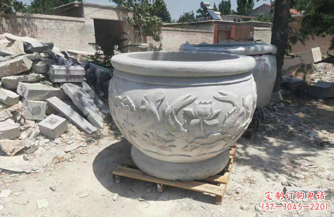 山西汉白玉水缸雕塑