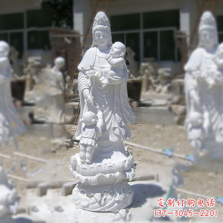 山西手工精美的汉白玉观音像