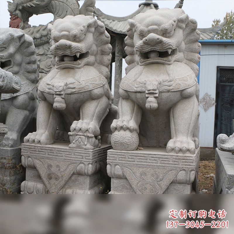 山西精美雕刻,汉白玉天安门石狮子