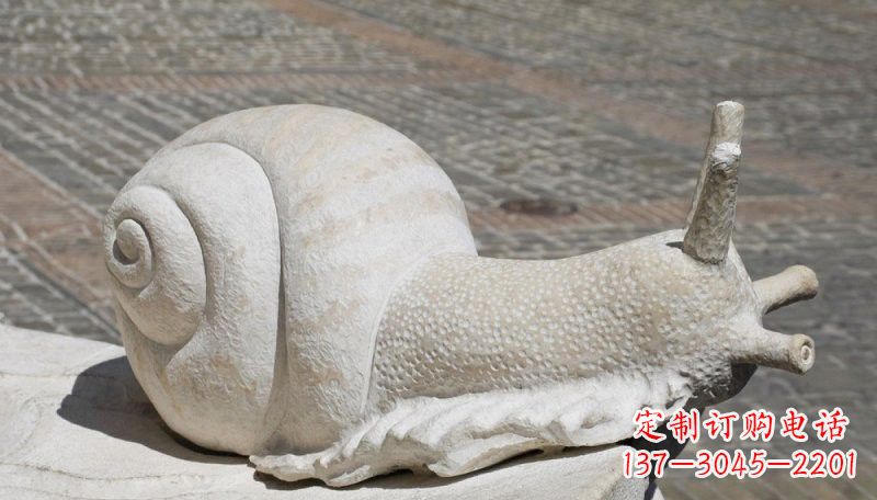 山西汉白玉蜗牛动物石雕