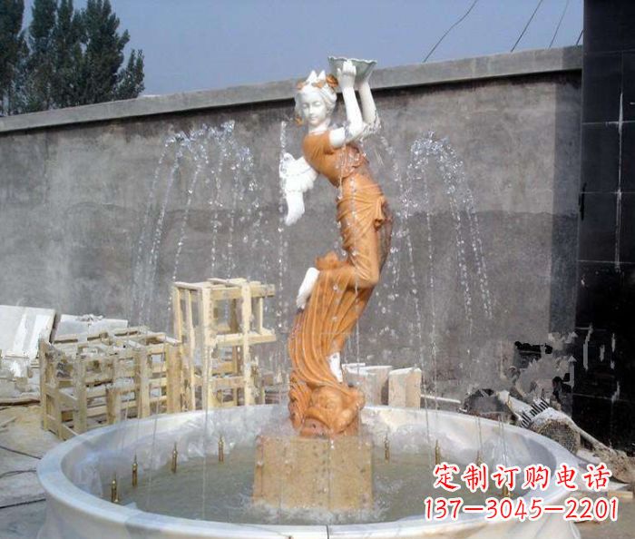 山西汉白玉西方人物公园石雕喷泉