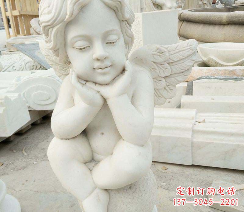 山西汉白玉小天使西方儿童石雕,让孩子们拥有属于自己的天使