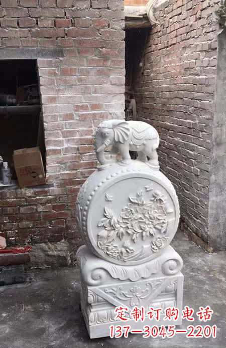 山西汉白玉小象抱鼓石雕塑之美