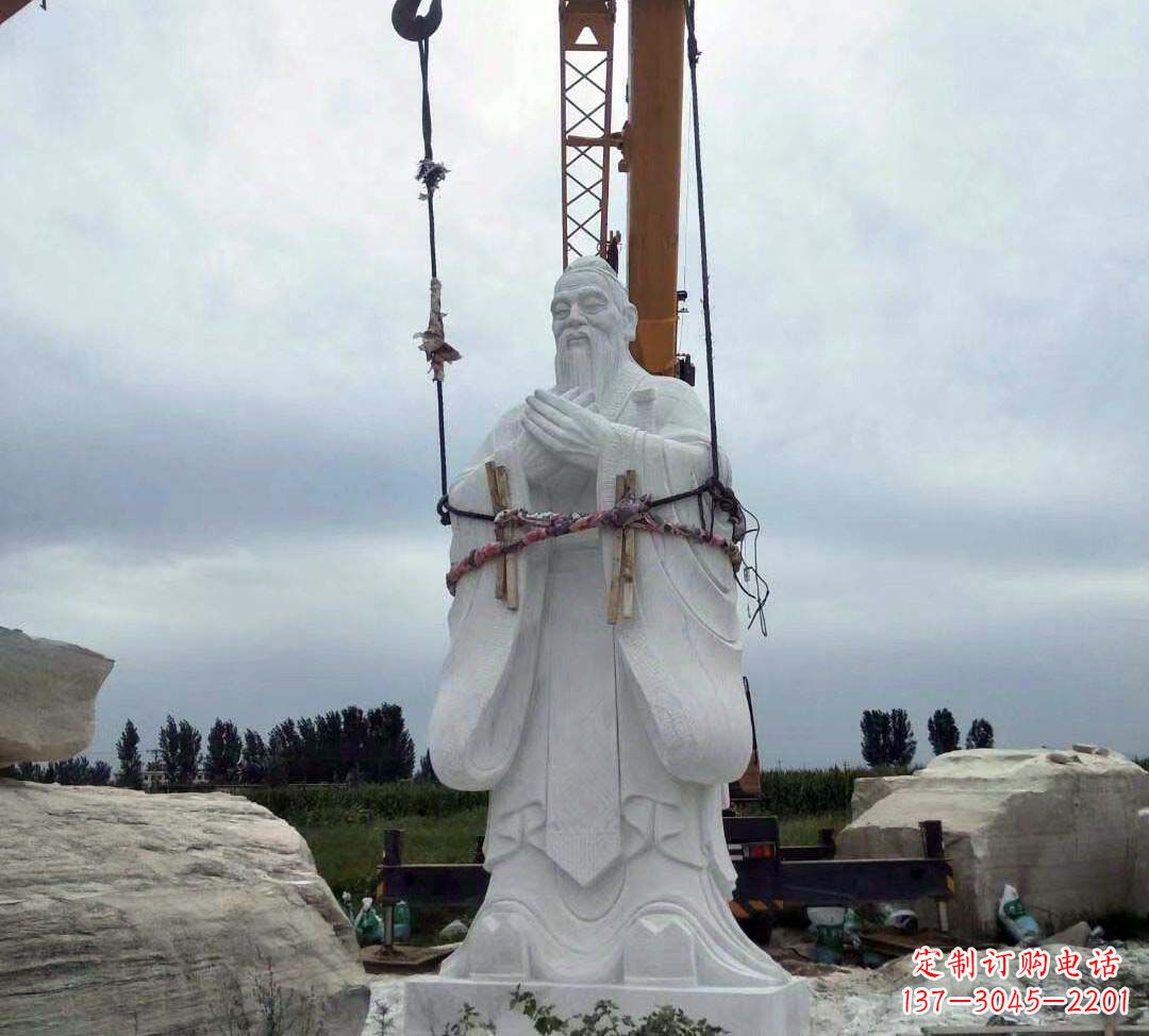 山西超越传统汉白玉校园孔子雕塑