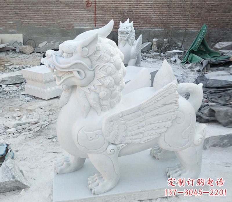 山西品质卓越的汉白玉独角兽雕塑