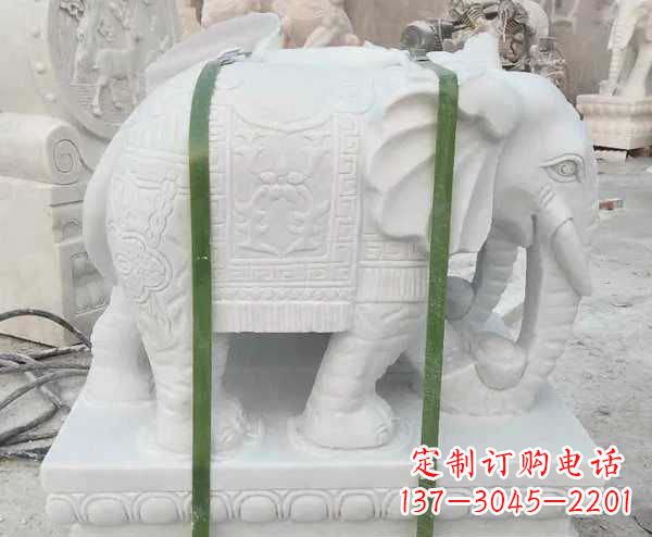 山西瑞气四溢的汉白玉招财大象雕塑